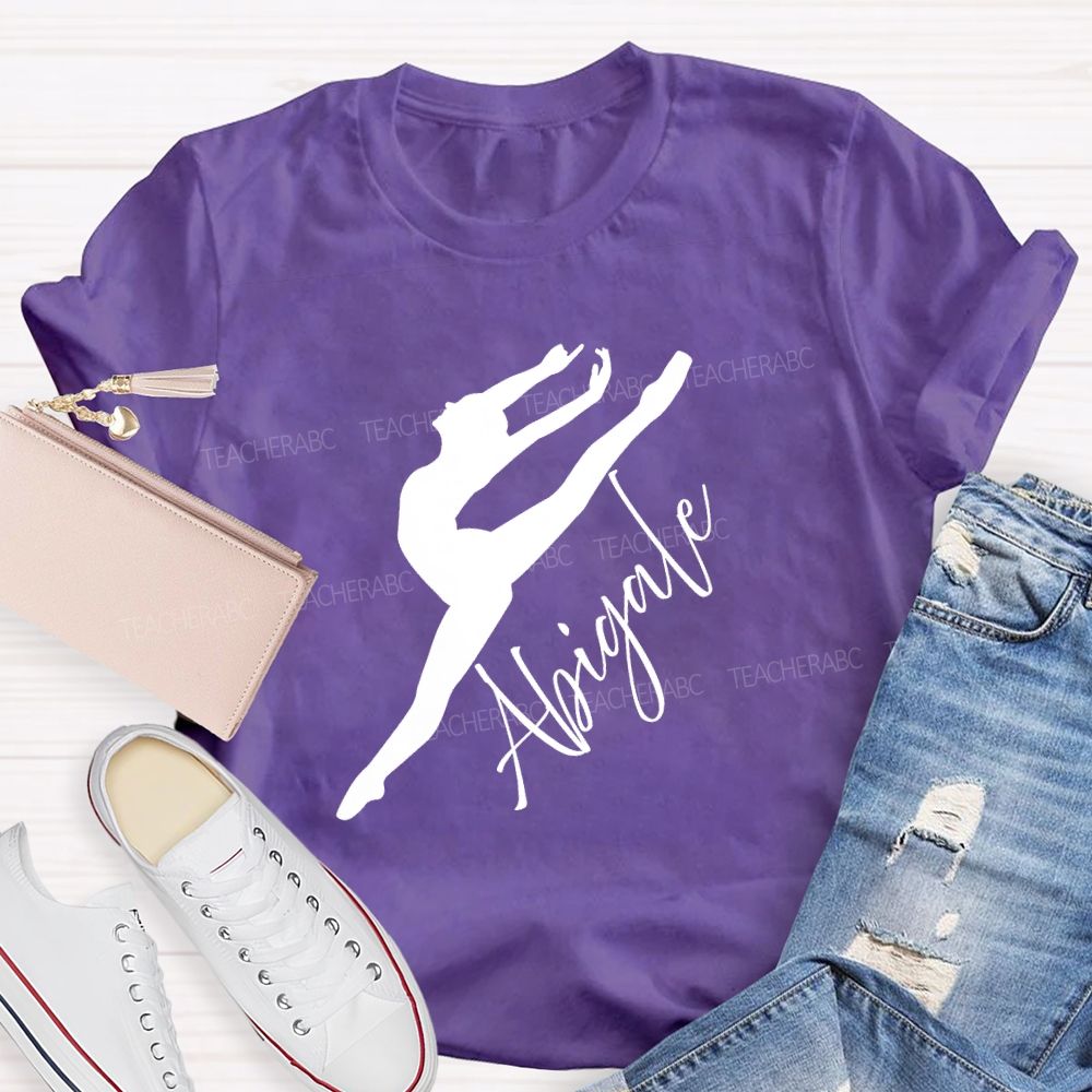 Personalized Name Spinning And Jumping Dancers Teacher T-Shirt