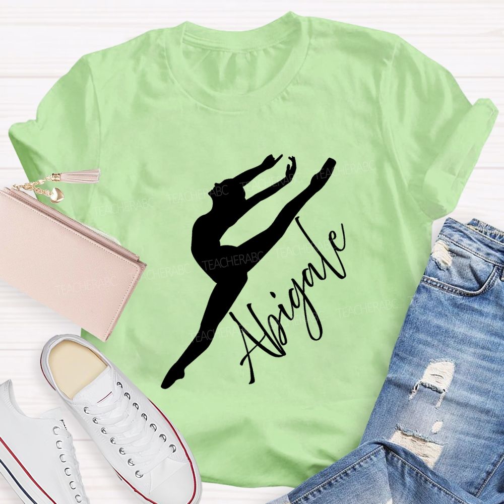 Personalized Name Spinning And Jumping Dancers Teacher T-Shirt