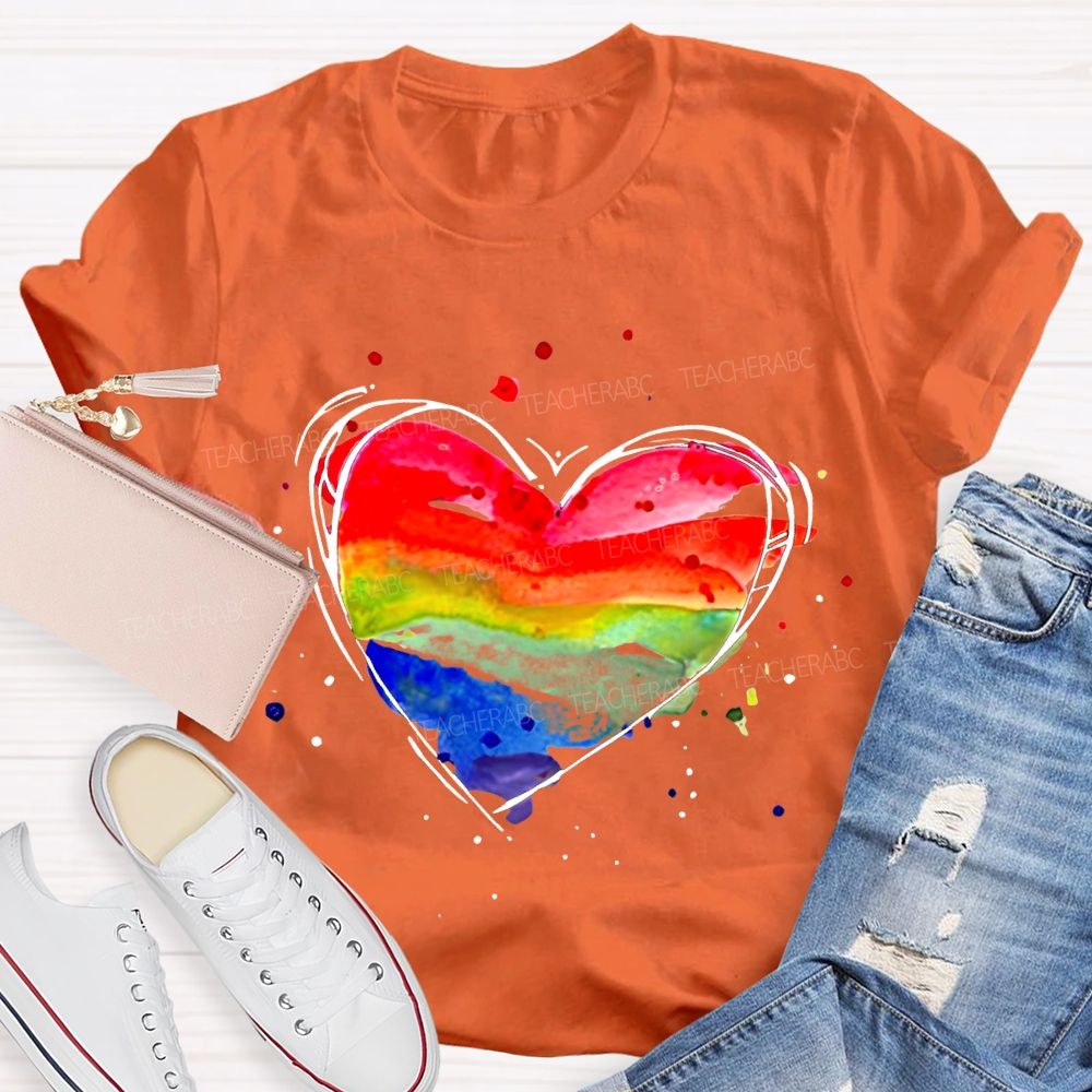 Color Gradient Hearts And Art Teacher T-shirt