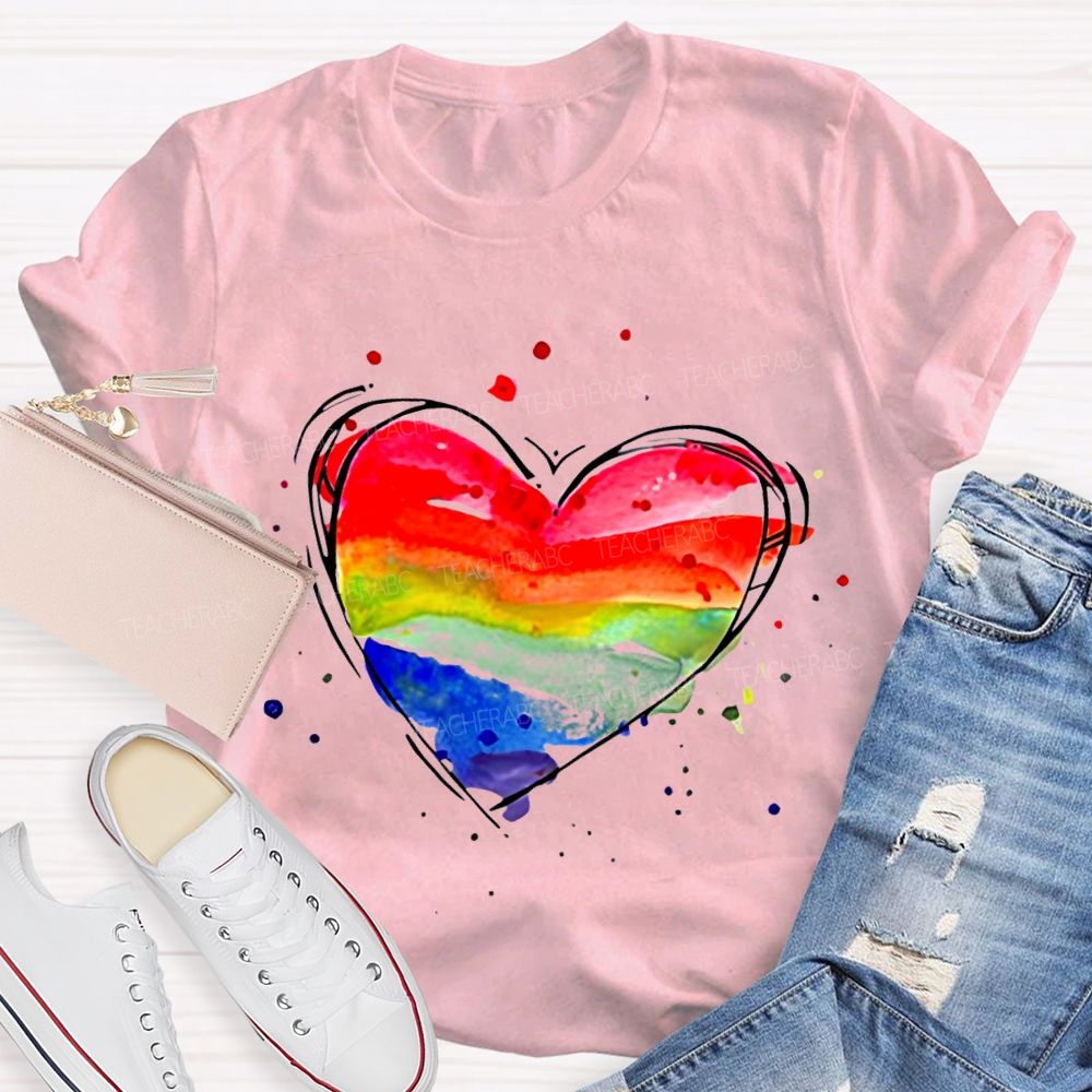 Color Gradient Hearts And Art Teacher T-shirt