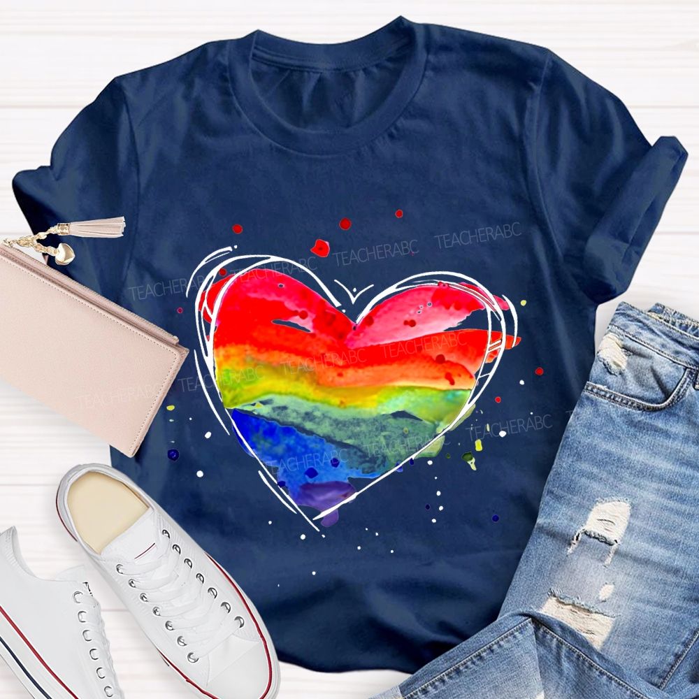 Color Gradient Hearts And Art Teacher T-shirt
