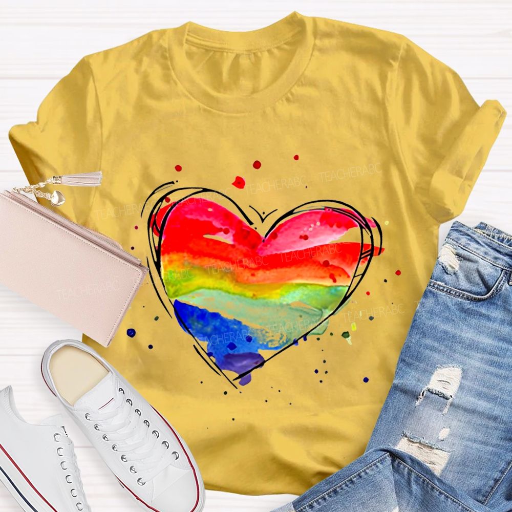 Color Gradient Hearts And Art Teacher T-shirt