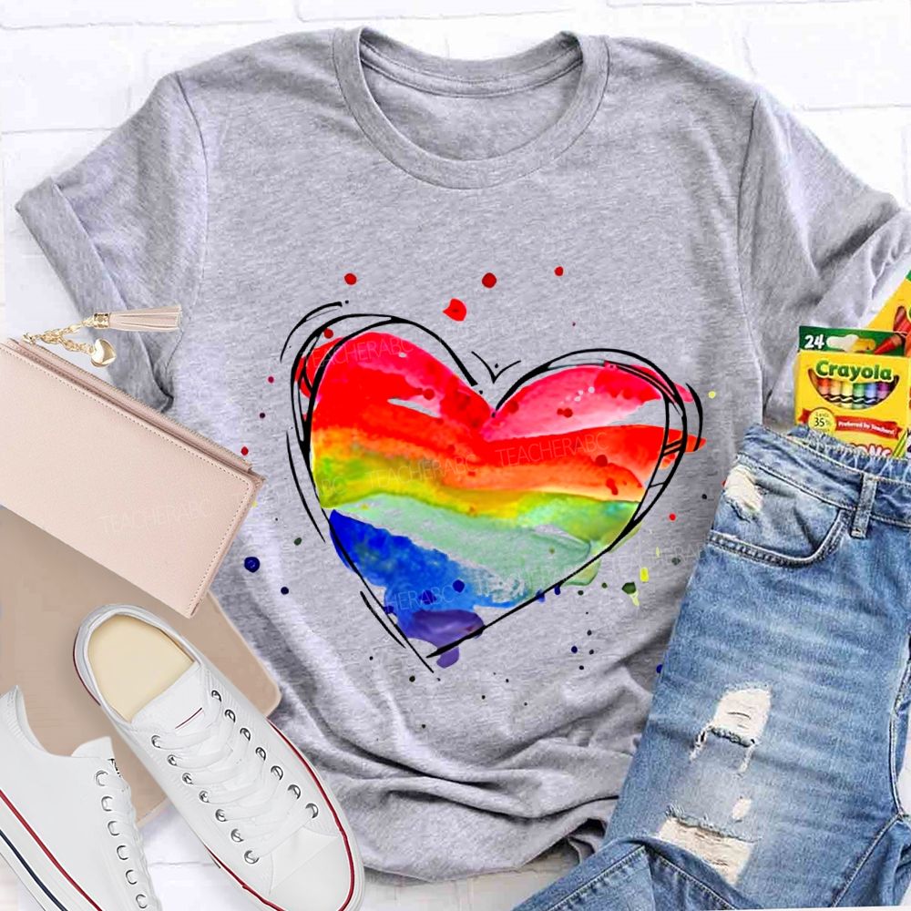 Color Gradient Hearts And Art Teacher T-shirt
