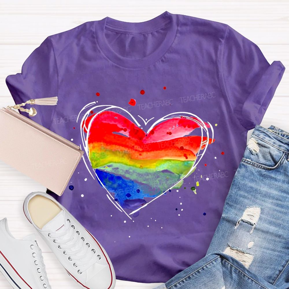 Color Gradient Hearts And Art Teacher T-shirt