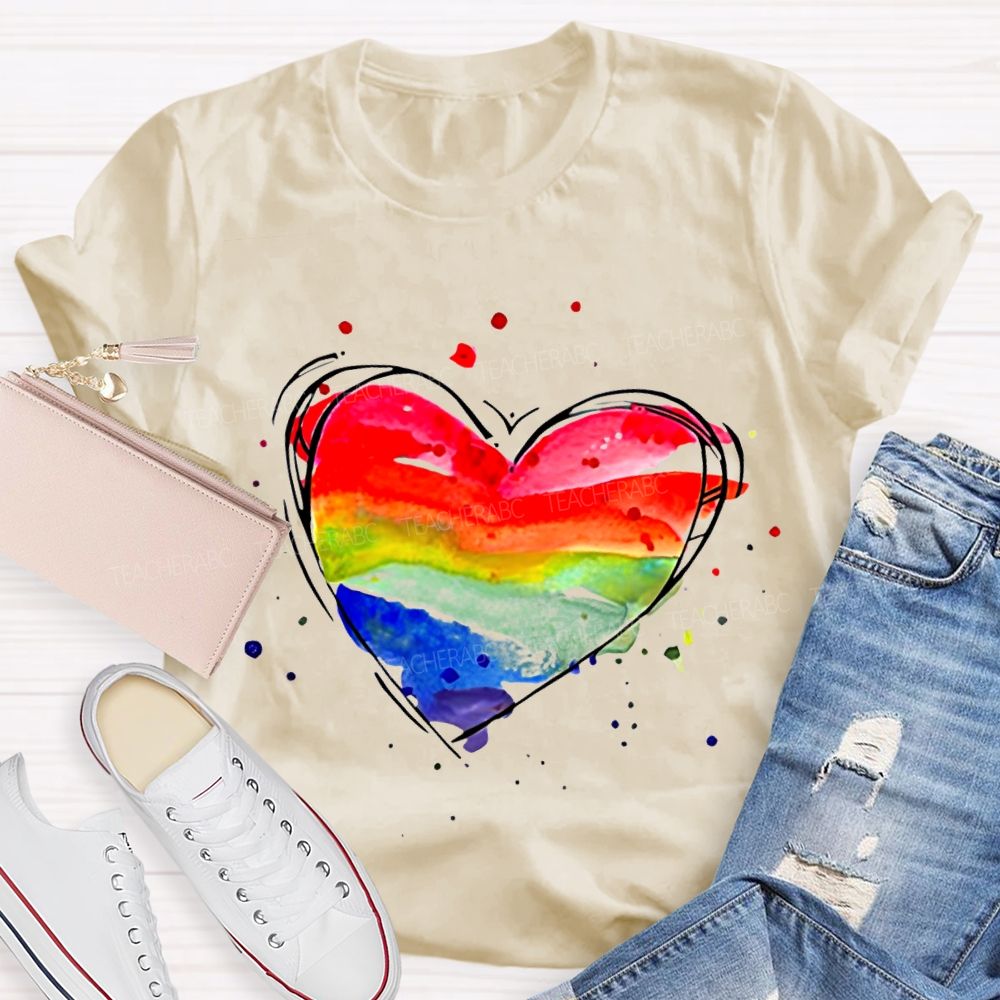 Color Gradient Hearts And Art Teacher T-shirt