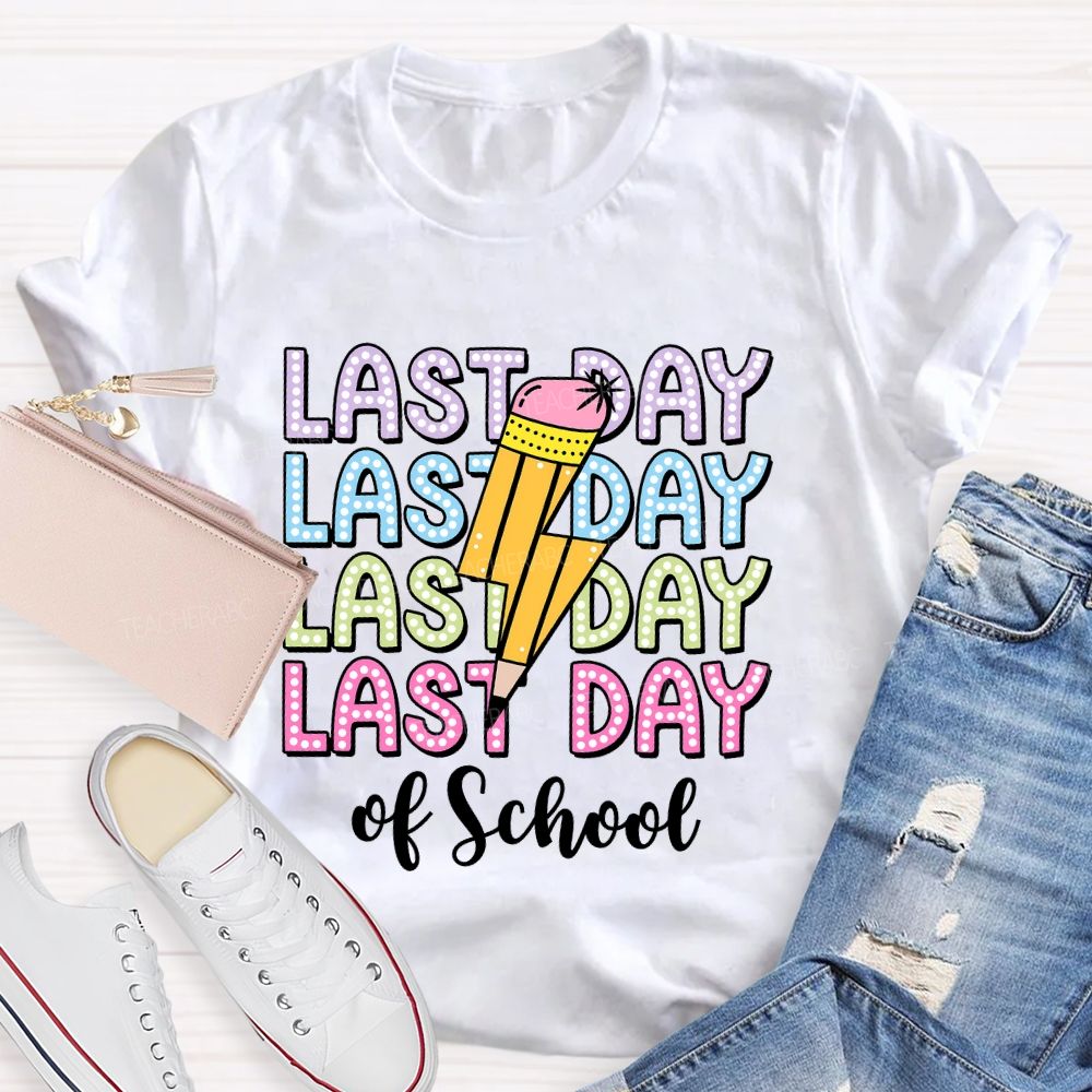 Last Day   Of School  Lightning  Teacher T-shirt