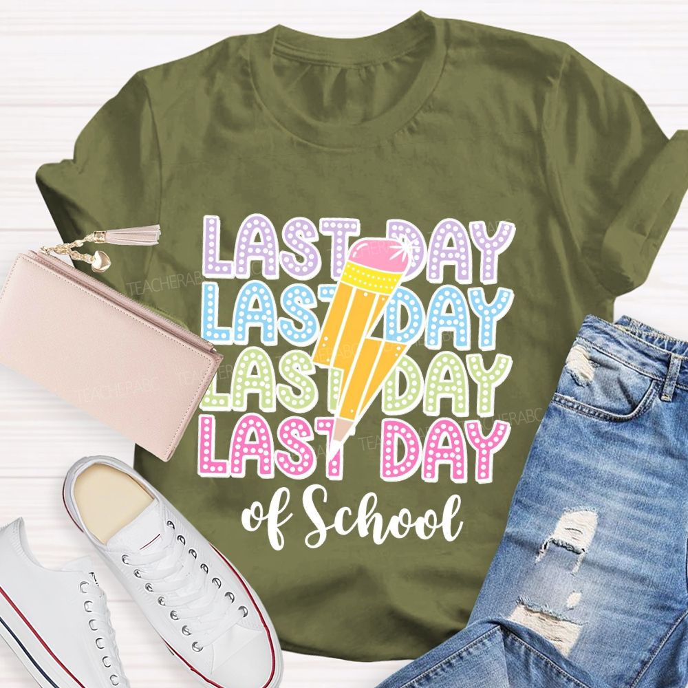 Last Day   Of School  Lightning  Teacher T-shirt