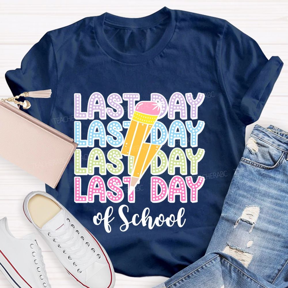 Last Day   Of School  Lightning  Teacher T-shirt