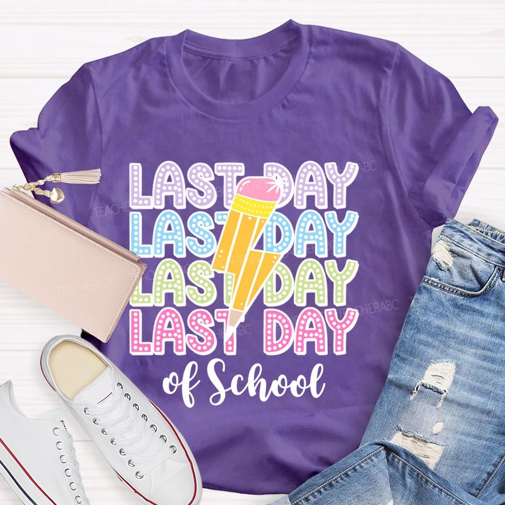 Last Day   Of School  Lightning  Teacher T-shirt