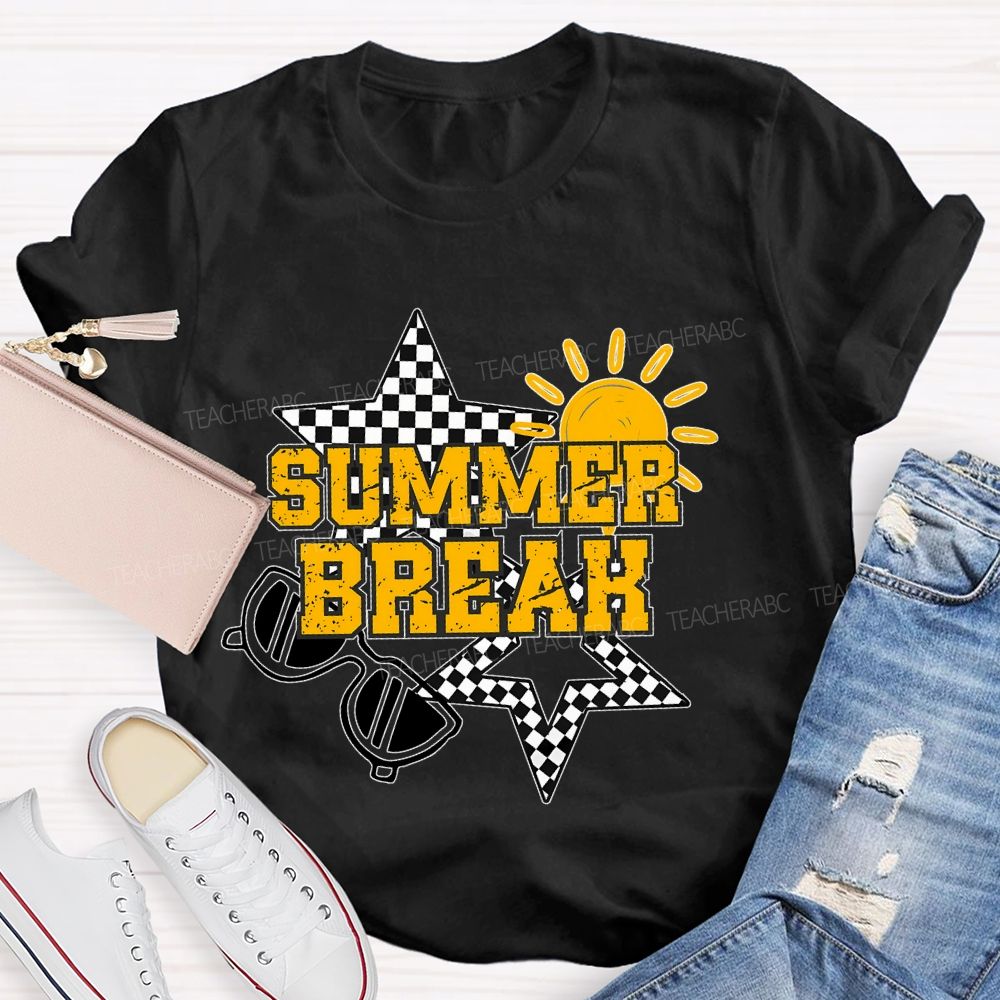 Summer Break  Grid Stars  Teacher T-shirt