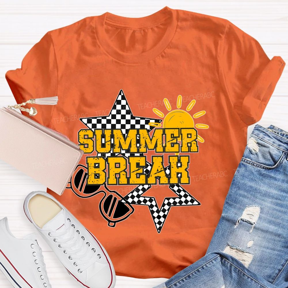 Summer Break  Grid Stars  Teacher T-shirt