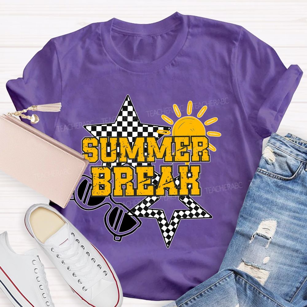 Summer Break  Grid Stars  Teacher T-shirt