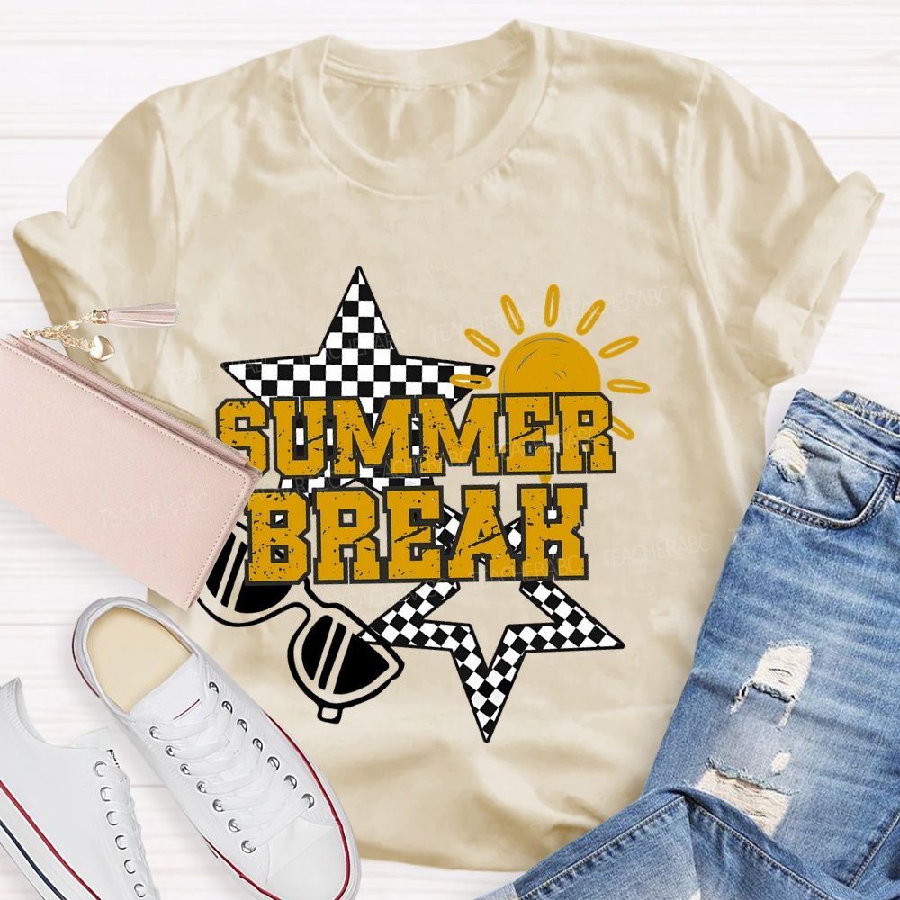 Summer Break  Grid Stars  Teacher T-shirt