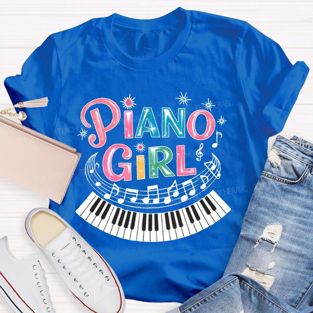 Piano Girl Graphic  Teacher T-shirt