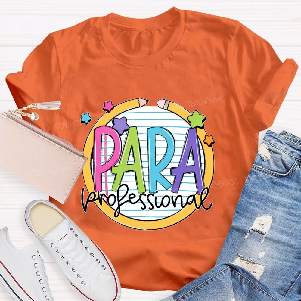 Para Professional Pencil Star Shape  Teacher T-shirt