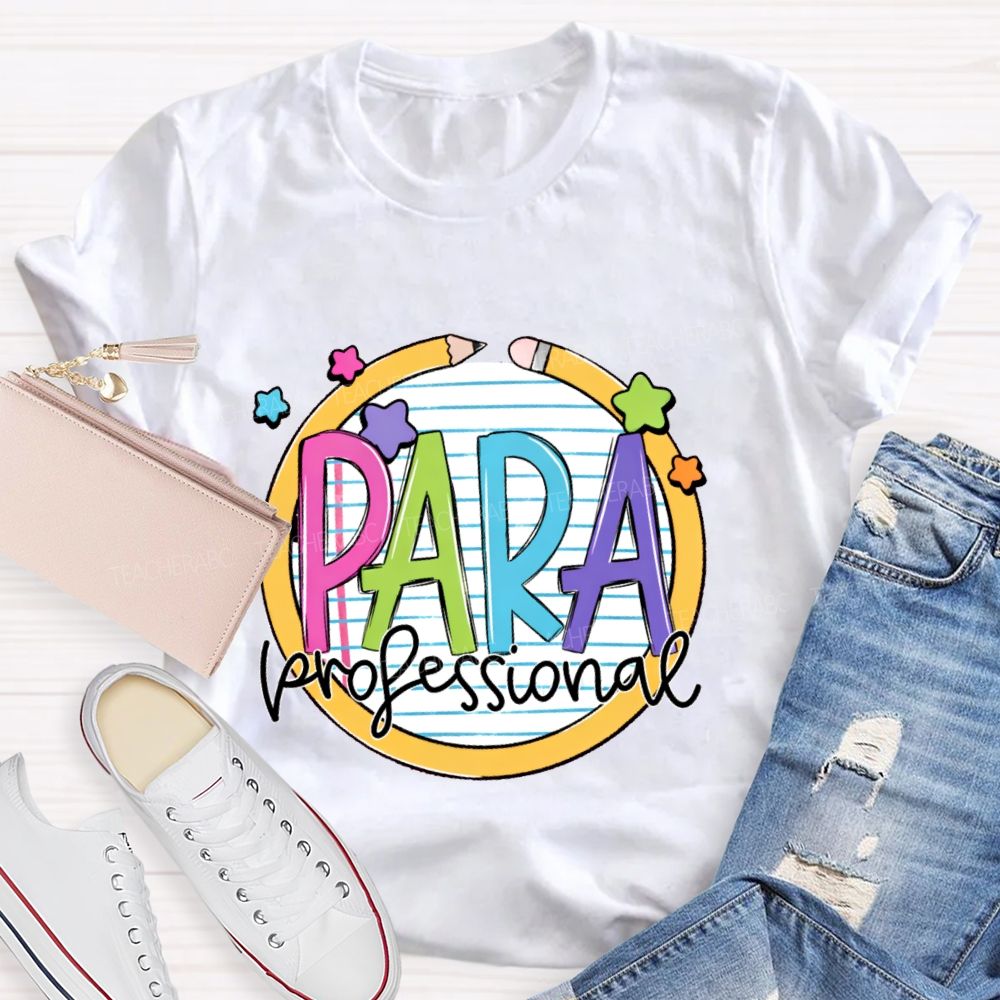 Para Professional Pencil Star Shape  Teacher T-shirt