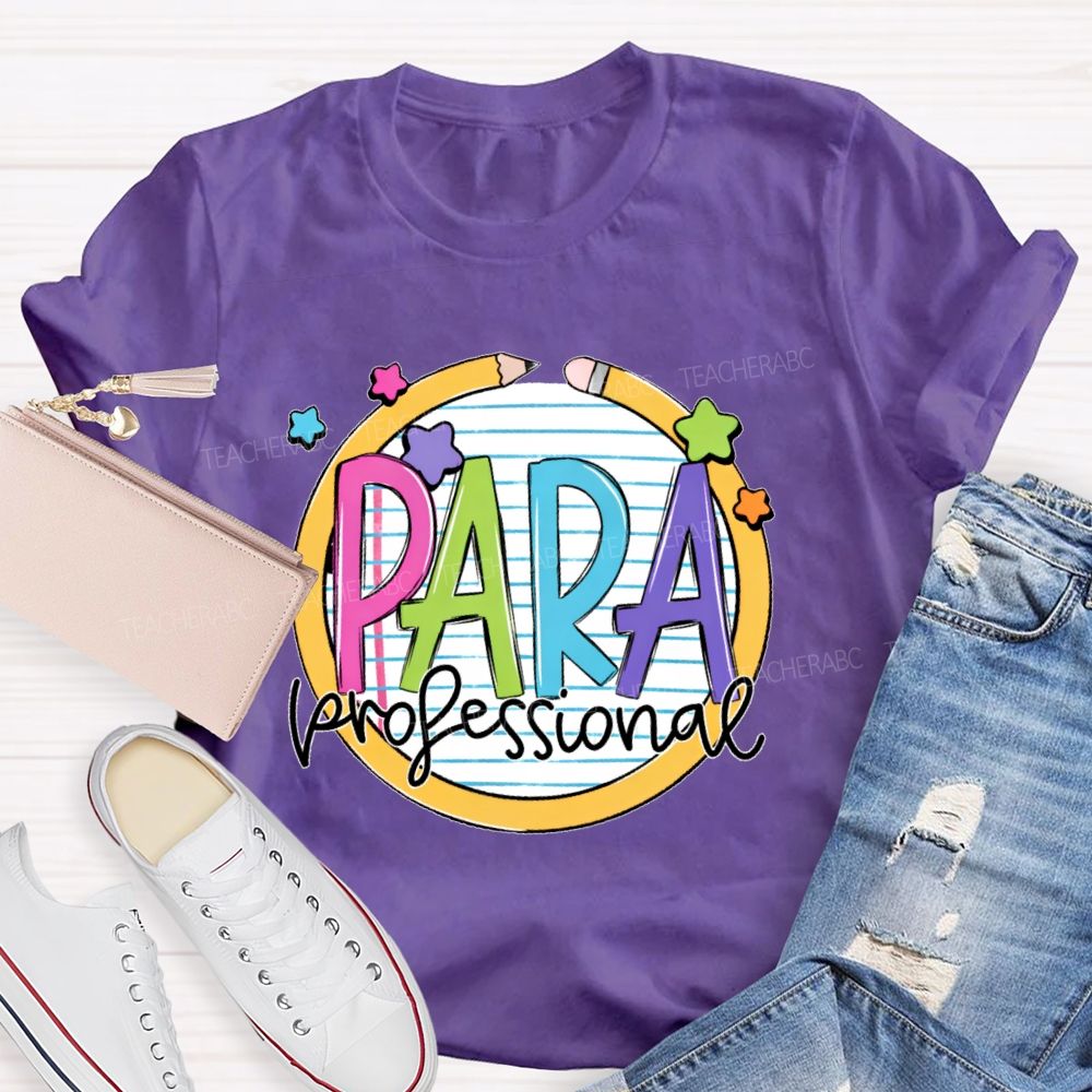 Para Professional Pencil Star Shape  Teacher T-shirt