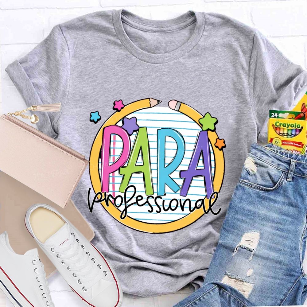 Para Professional Pencil Star Shape  Teacher T-shirt