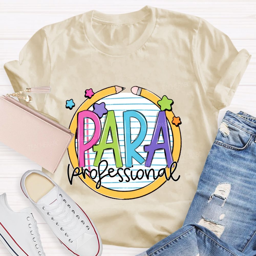 Para Professional Pencil Star Shape  Teacher T-shirt