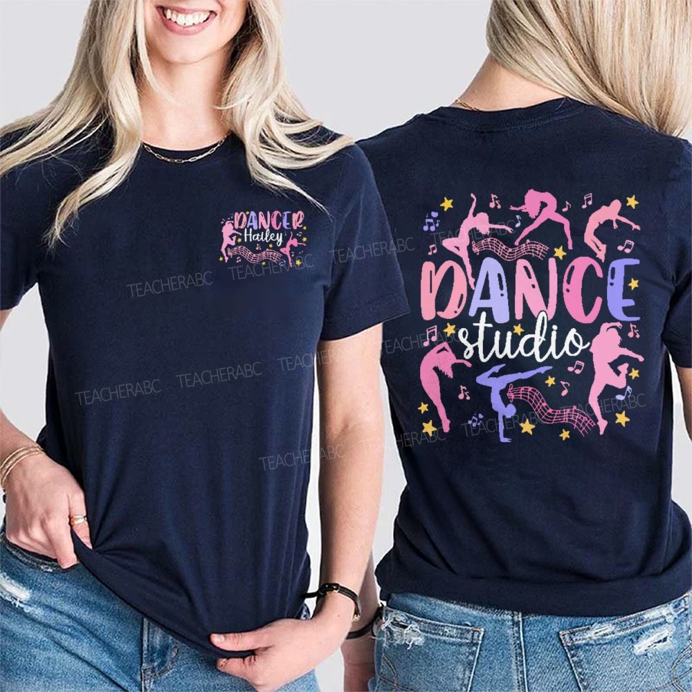Personalized Name  Dance Studio  Double Printed T-shirt
