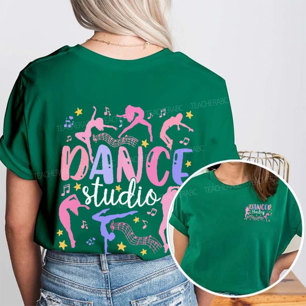 Personalized Name  Dance Studio  Double Printed T-shirt