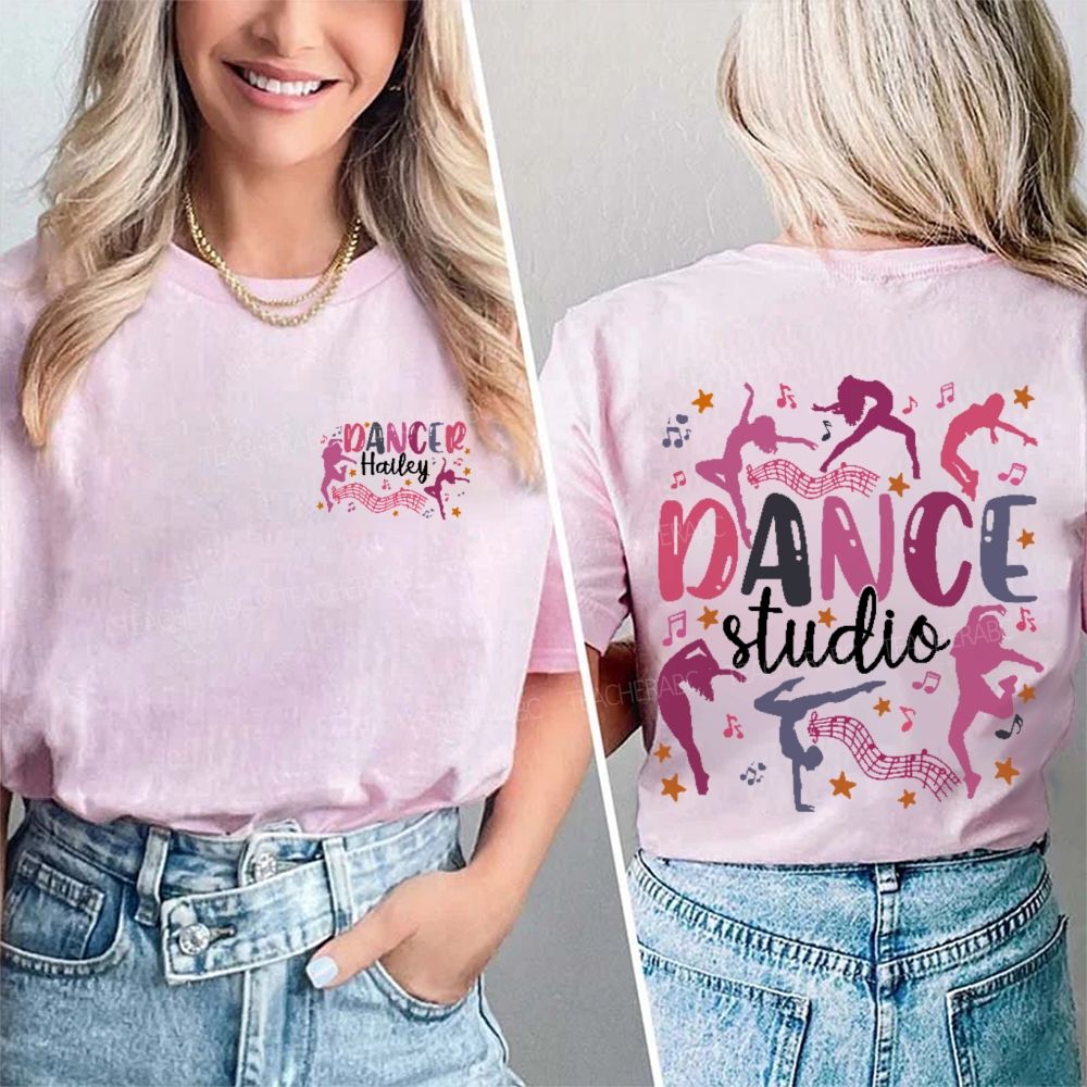 Personalized Name  Dance Studio  Double Printed T-shirt