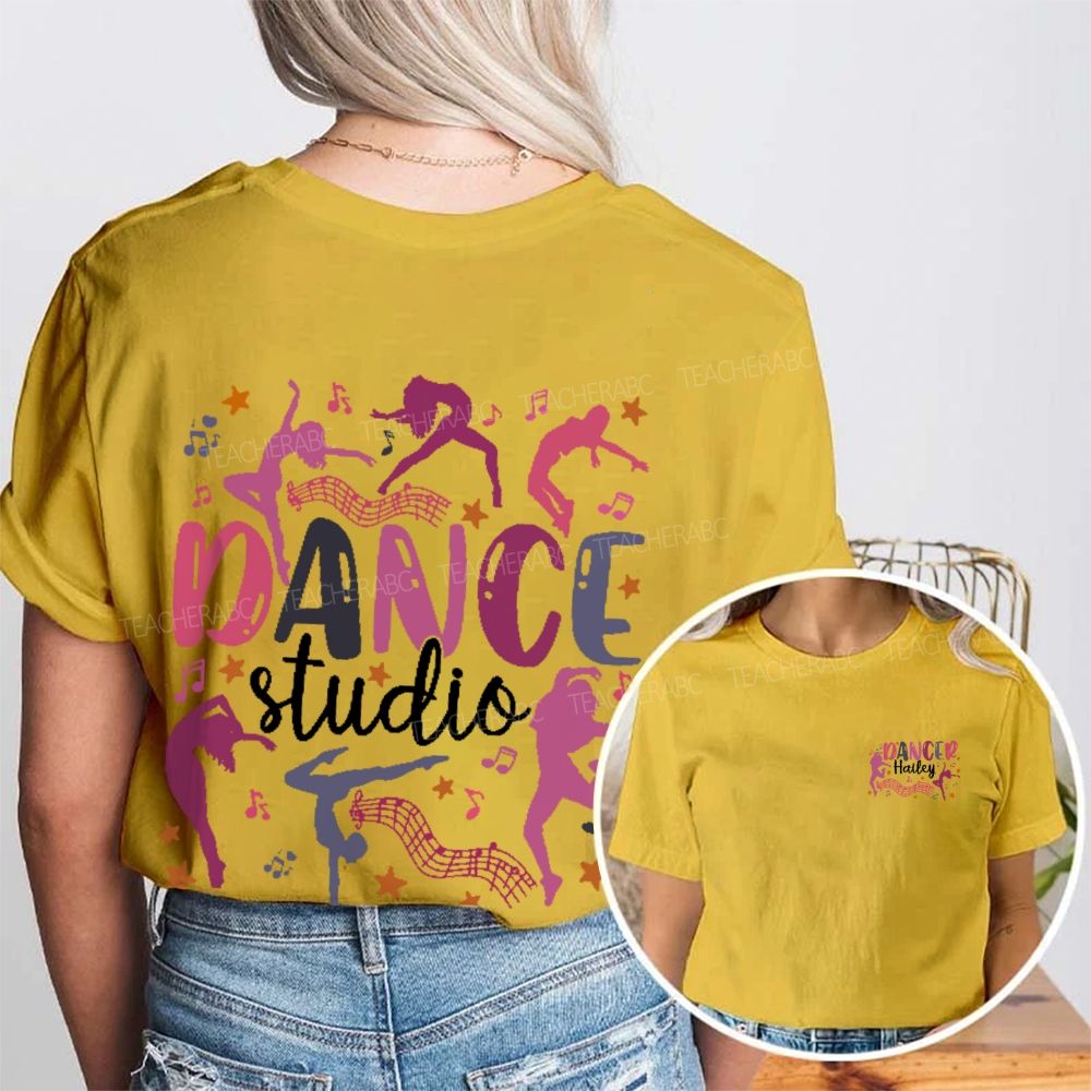 Personalized Name  Dance Studio  Double Printed T-shirt