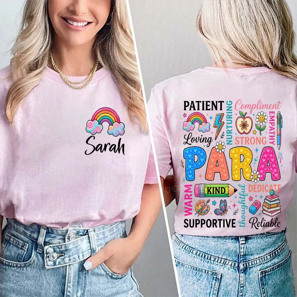 Personalized Name  Para Patient  Strong  Kind Supportive Rainbow  Double Printed T-shirt