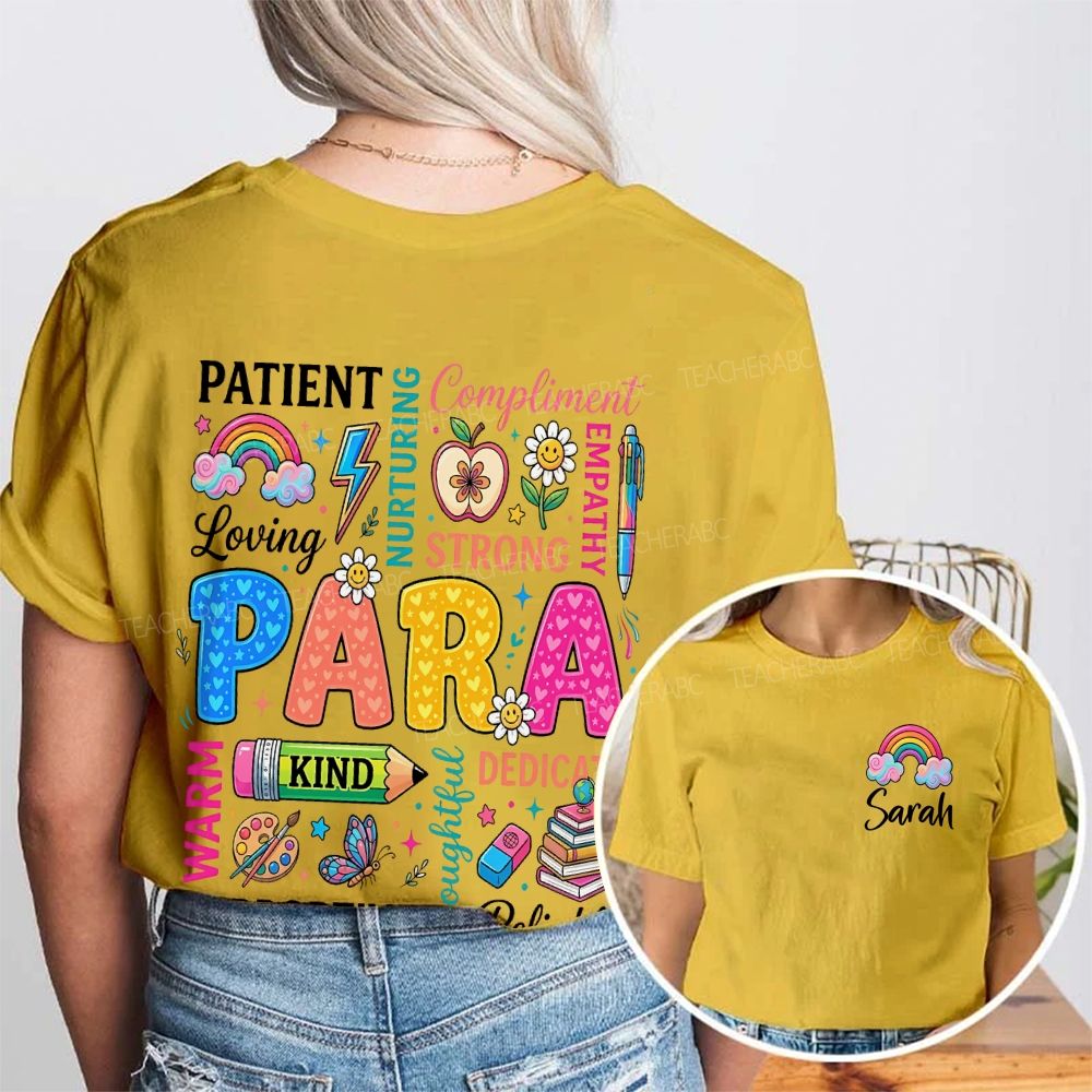 Personalized Name  Para Patient  Strong  Kind Supportive Rainbow  Double Printed T-shirt