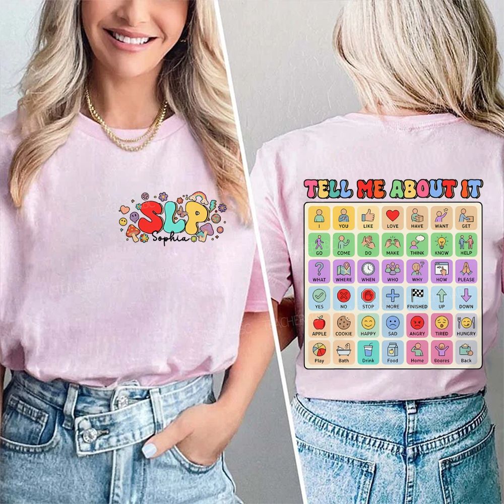 Personalized Name   Slp Teal Me About It  Double Printed T-shirt
