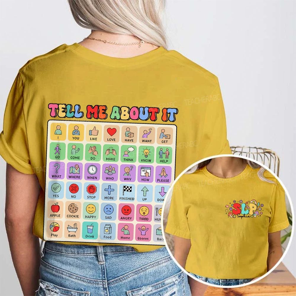 Personalized Name   Slp Teal Me About It  Double Printed T-shirt