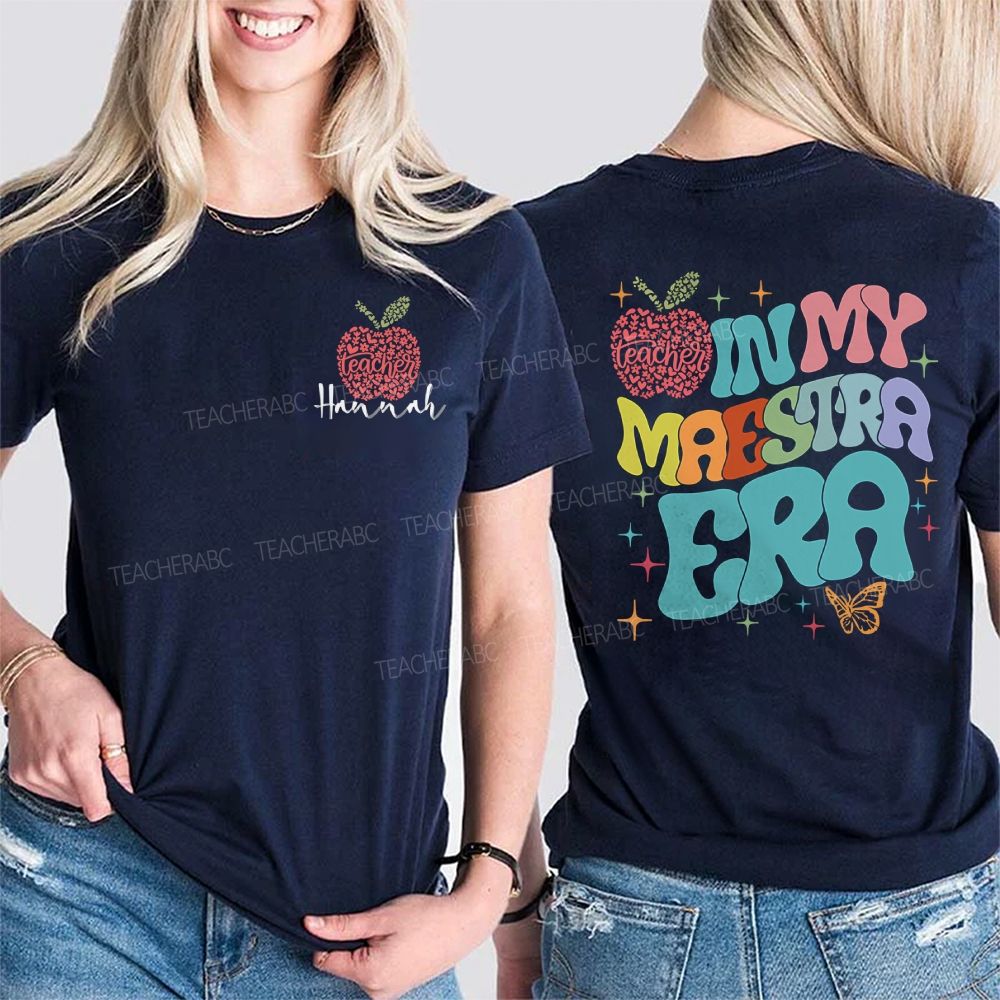 Personalized Name  In My Maestra Era Letters  Double Printed T-shirt