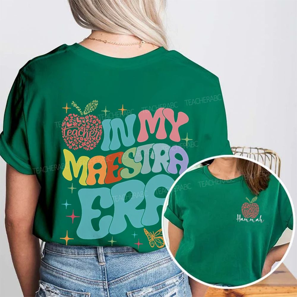 Personalized Name  In My Maestra Era Letters  Double Printed T-shirt