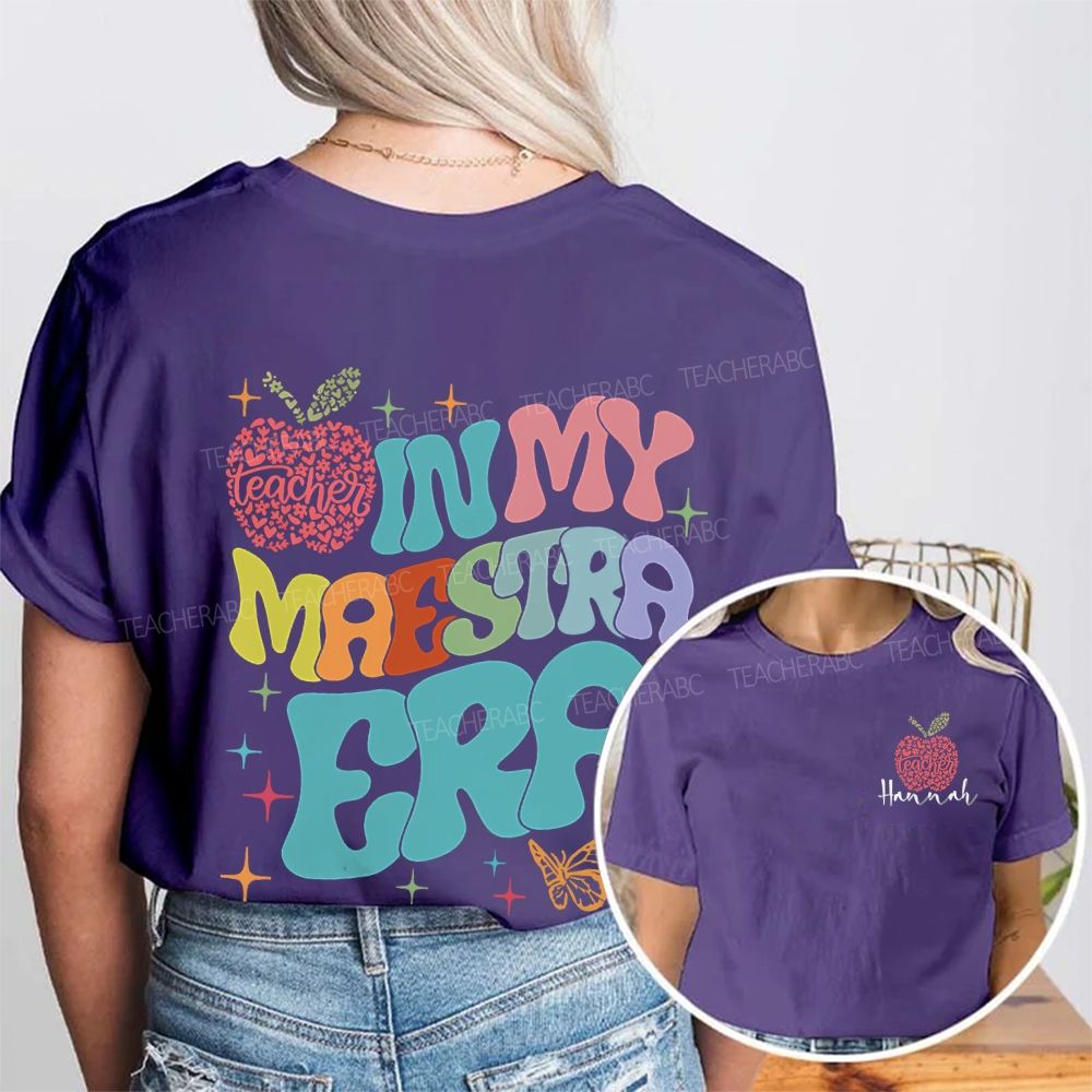 Personalized Name  In My Maestra Era Letters  Double Printed T-shirt
