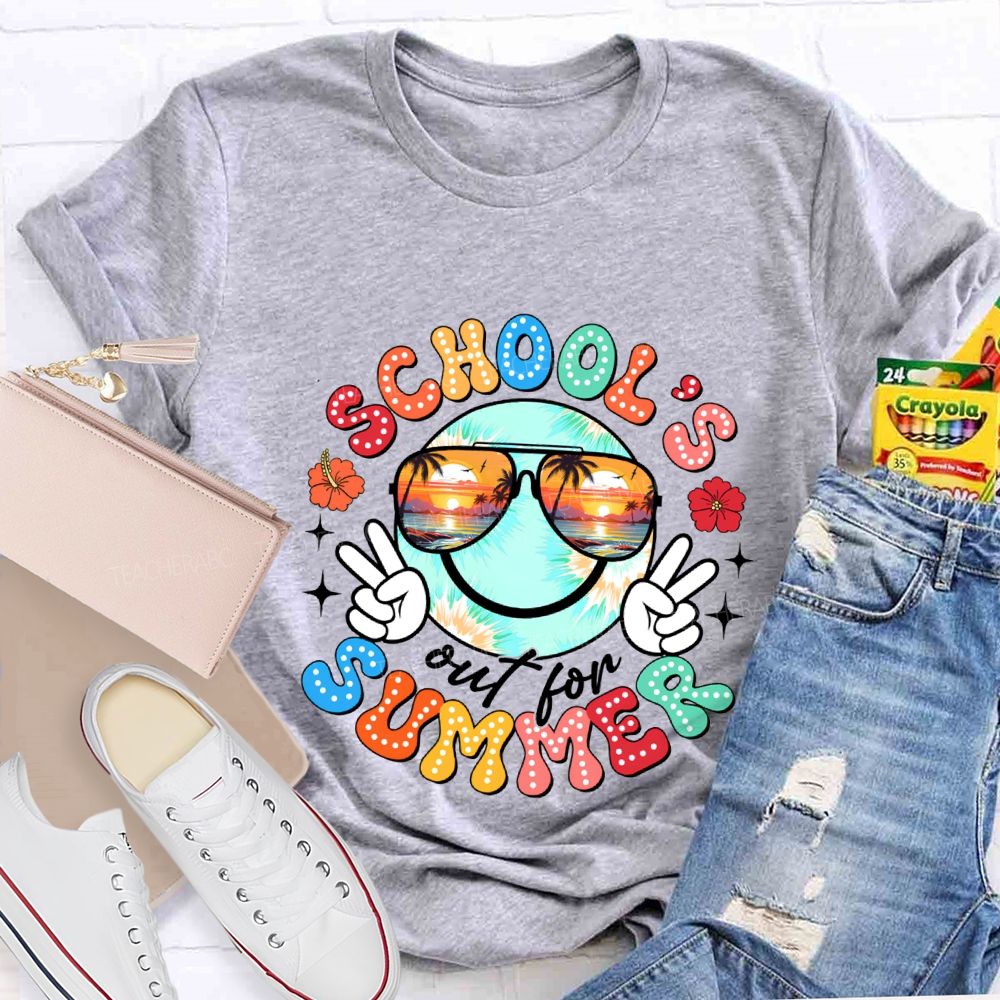 School'S Out For Summer Colorful Polka Dot Font Teacher T-shirt