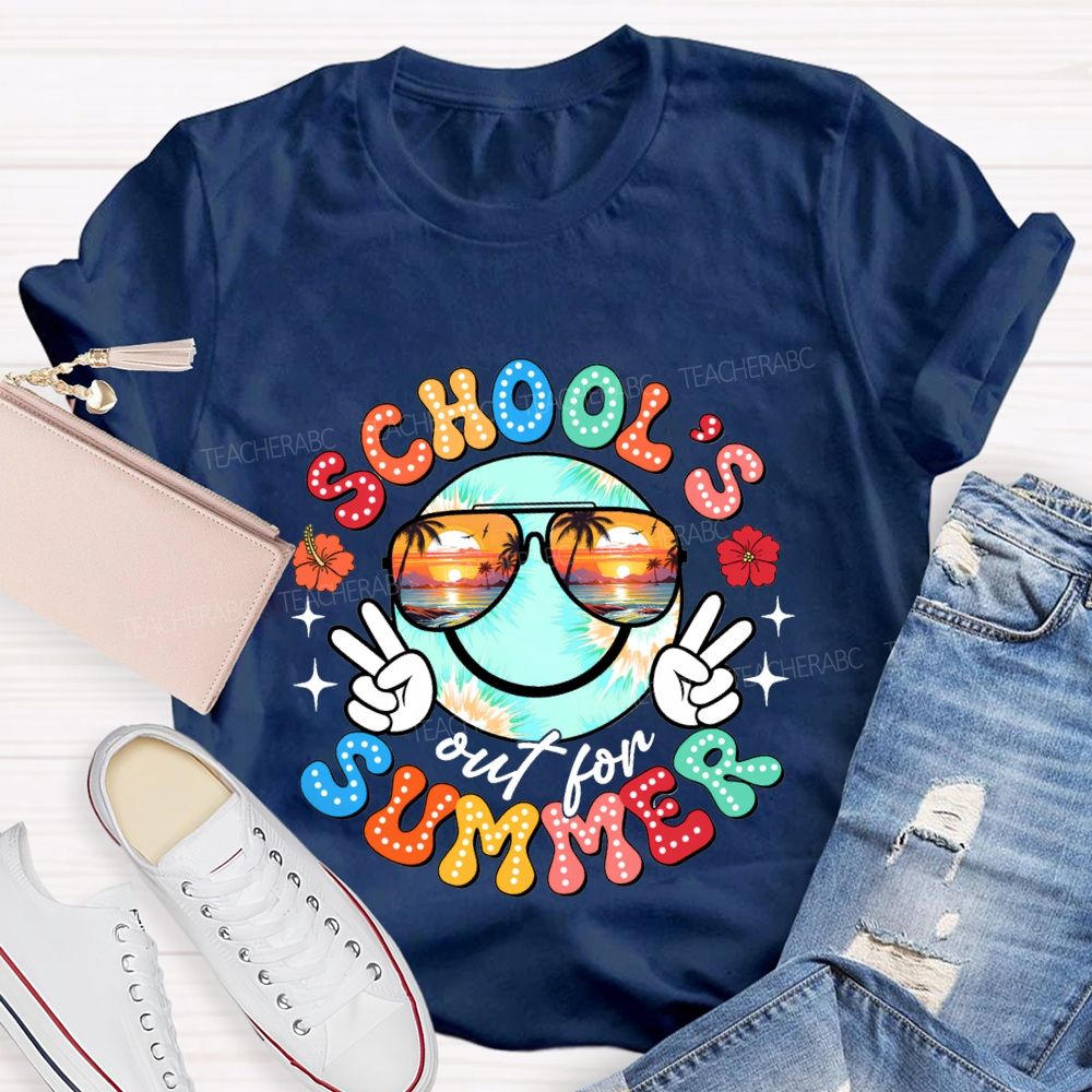 School'S Out For Summer Colorful Polka Dot Font Teacher T-shirt
