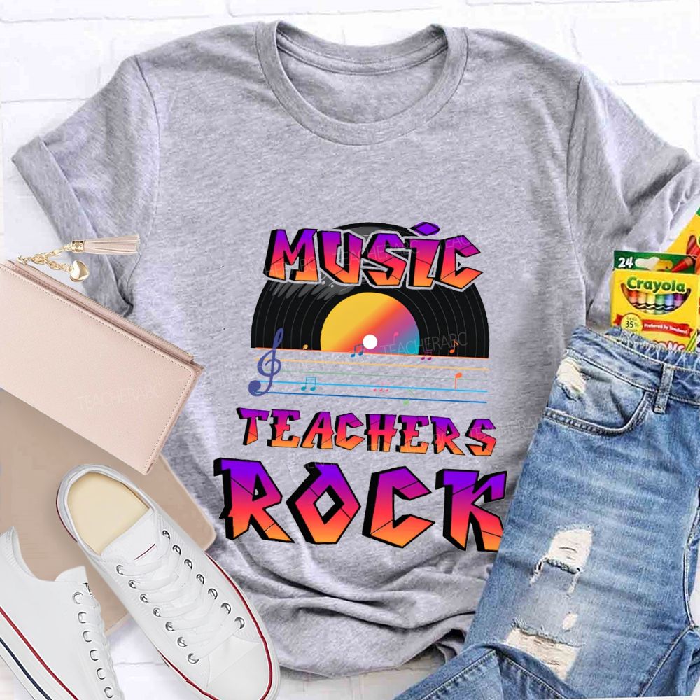 Music Teachers Rock And Musical Notes Teacher T-shirt