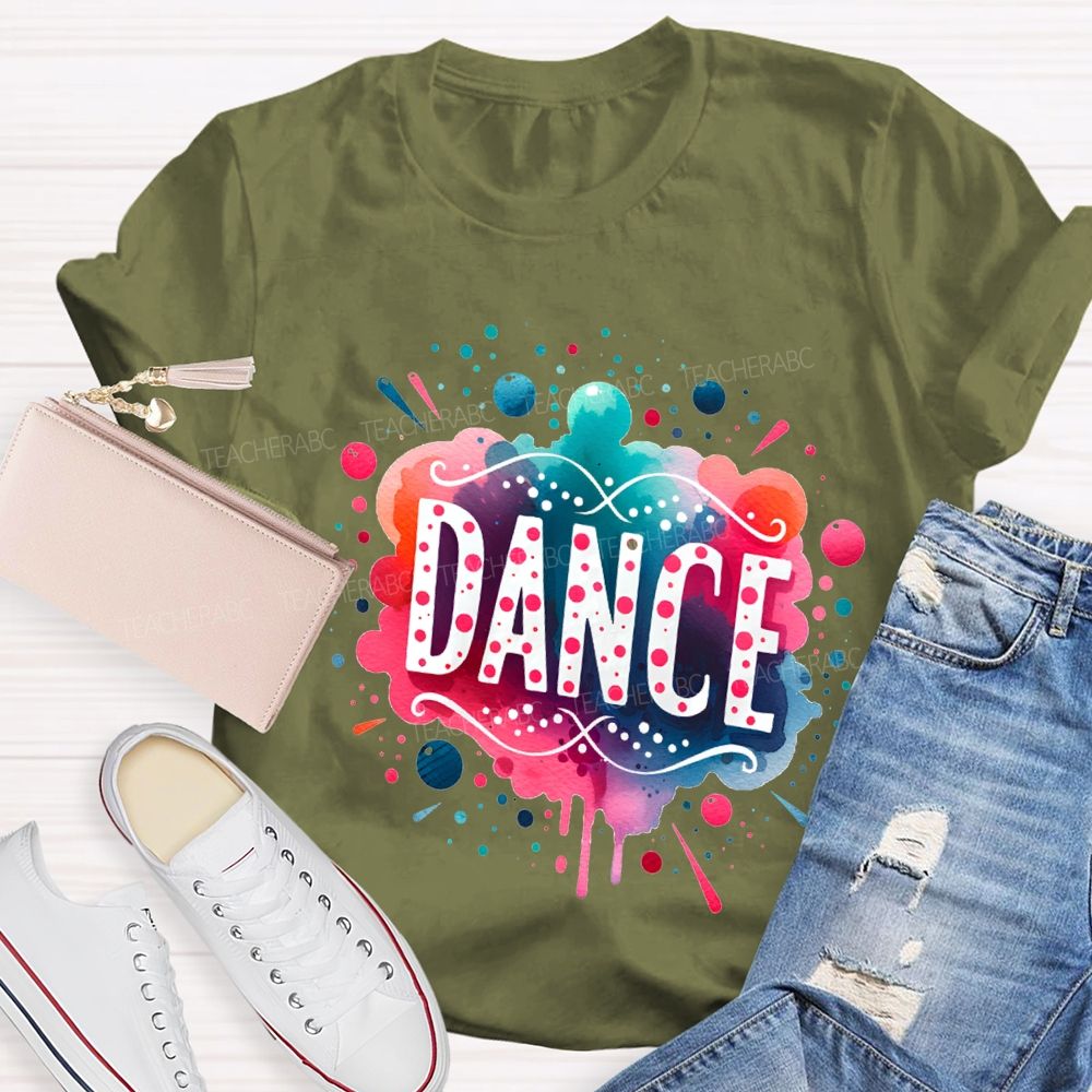 L Love Dance And Colorful Tie-Dye Prints Teacher T-shirt