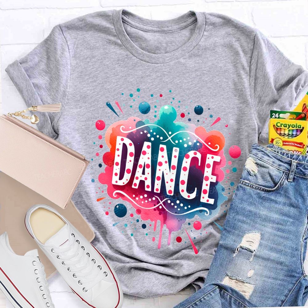 L Love Dance And Colorful Tie-Dye Prints Teacher T-shirt