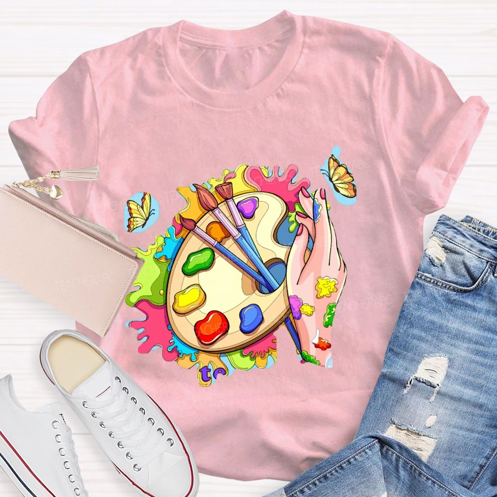 Color The World With Your Own Hands Art Teacher T-shirt