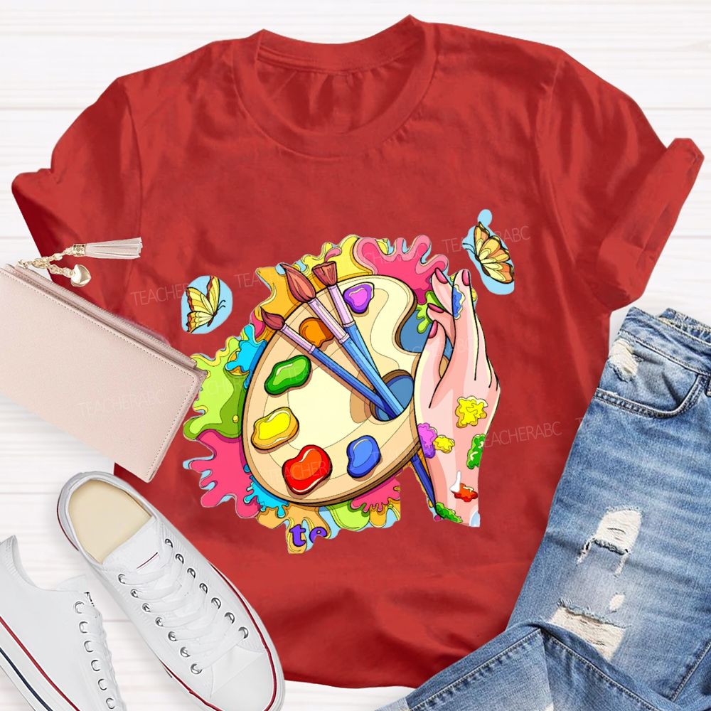 Color The World With Your Own Hands Art Teacher T-shirt