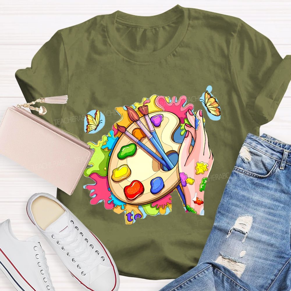 Color The World With Your Own Hands Art Teacher T-shirt