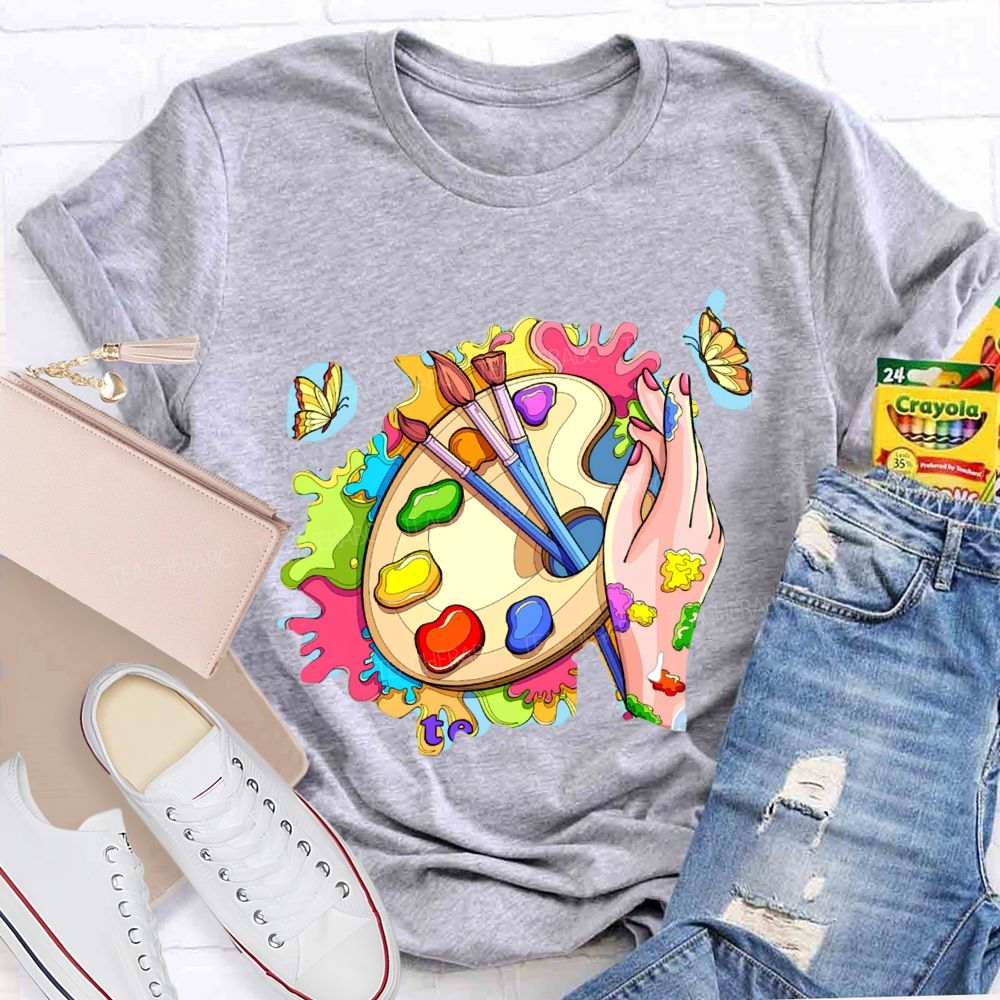 Color The World With Your Own Hands Art Teacher T-shirt