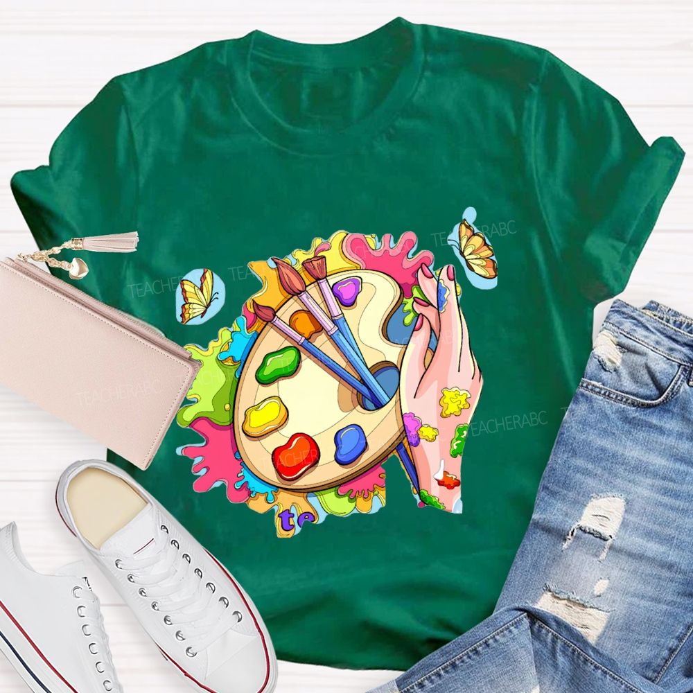 Color The World With Your Own Hands Art Teacher T-shirt