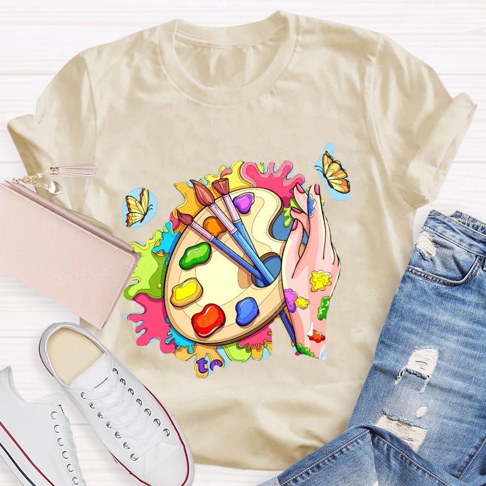 Color The World With Your Own Hands Art Teacher T-shirt