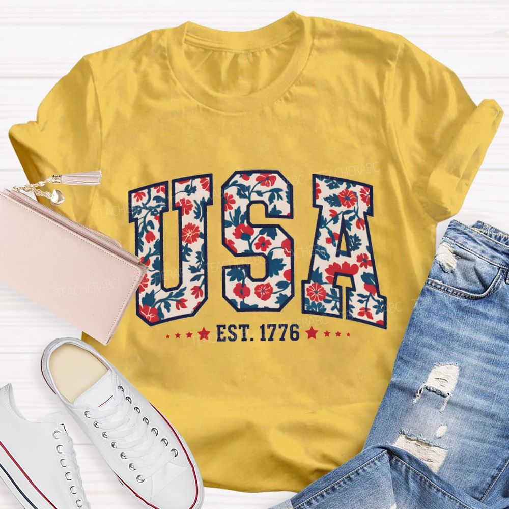 Usa Where Liberty Blooms Teacher T-shirt