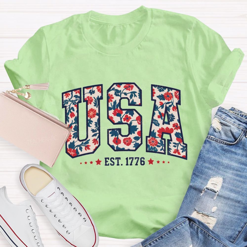 Usa Where Liberty Blooms Teacher T-shirt