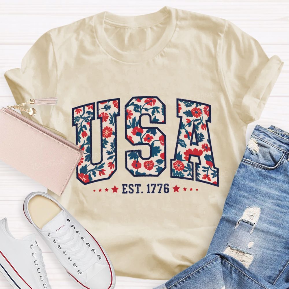 Usa Where Liberty Blooms Teacher T-shirt