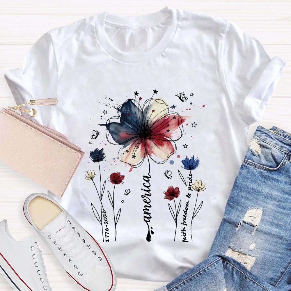 Blooming With Faith Freedom And American Pride T-shirt
