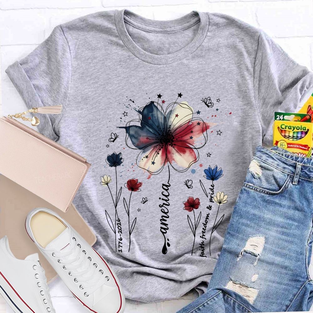 Blooming With Faith Freedom And American Pride T-shirt